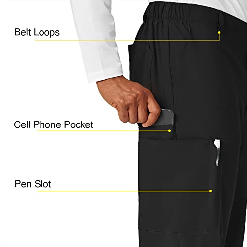Wonderwink W123 Men’s Flat-Front Cargo Pant — Black, Large #TOP2