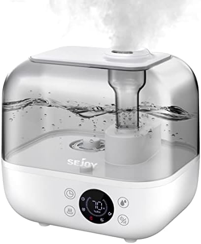 Sejoy Humidifiers for Bedroom Large Room 5L Quiet Ultrasonic Warm & Cool Mist Humidifier, Auto-Shut Off, Humidifiers for Babies Nursery Bedroom Whole House Office Plants, White