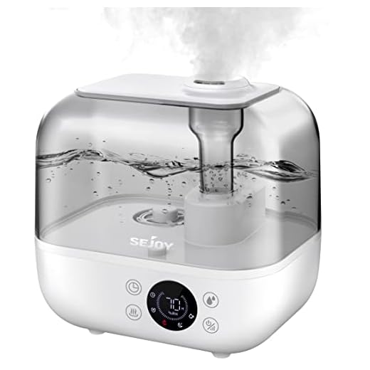 Humidificadores para dormitorio, habitación grande de 5 litros (1.3 gal), niebla cálida y fría para familias plantas con sensor de humedad integrado, aceite esencial, vaporizador de aire, ajuste de temporizador (blanco)