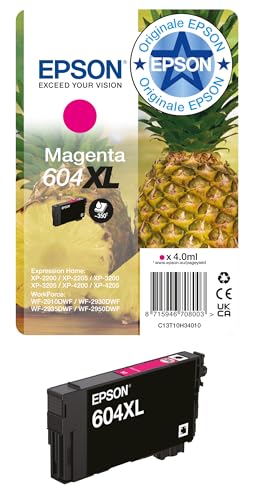 Epson 604XL Serie Ananas Cartucce per Stampante Getto d'Inchiostro, Formato XL, Stampe Affidabili Casa e Ufficio, Confezione Retail, Confezione Singola 1 Colore, Magenta 4.0 ml