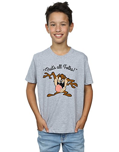 LOONEY TUNES Boys Taz That's All Folks T-Shirt 9-11 Years Sport Grey
