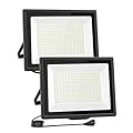 uwiner 100W Flood Lights Outdoor,9000LM Bright Work Light Plug in,6500K Daylight White LED Flood Light Outdoor, IP66 Waterproof Exterior Floodlight for Yard Garage Stadium 2 Pack