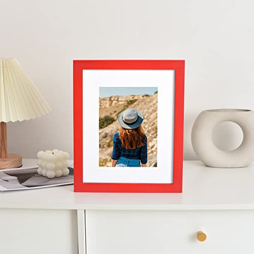 Wyooxoo 8X10 Picture Frame Set Of 2 Red Solid Wood Photo Frames Display Pictures 5X7 With Mat Or 8X10 Without Mat Colorful Frame For Tabletop Display Or Wall #TOP2