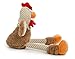 goDog Checkers Skinny Rooster Squeaky Plush Dog Toy, Chew Guard Technology - Brown, Small