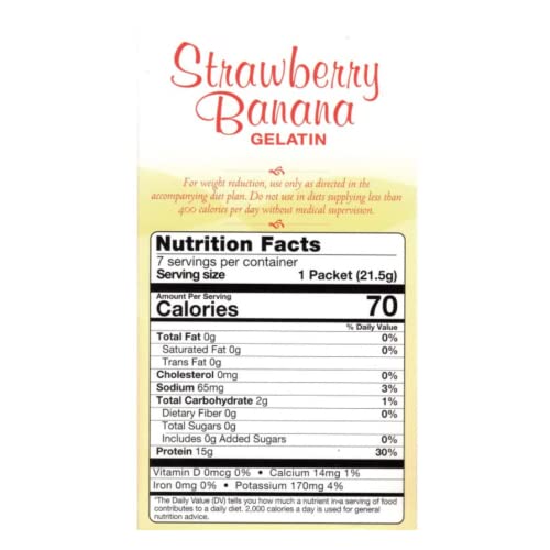 Fitwise – Strawberry Banana High Protein Jello, 15G Protein, 70 Calories, Fat Free, Sugar Free, Keto And Bariatric Diet Friendly, Ideal Protein Compatible Gelatin, 7 Servings Per Box #TOP1
