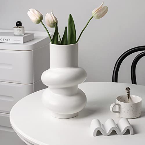 Statue vase géométrique blanc idée cadeau design pour crémaillère