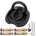 FD-Moto Hardened Flip Up/Down Steel Ground Wall Chain Anchor Motorbike Lock (4 Bolts) Security Locking Point for Motorcycle Bike Bicycle Black Matt