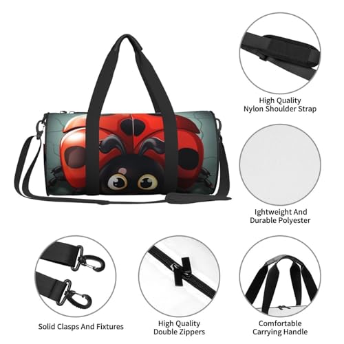 Travel Duffle Bag Weekender Bags for Men Women with Shoe Compartment Large Capacity Weekender Overnight Bag Cartoon Ladybug Carry On Tote Bags Sport Gym Bag for Travel Yoga4