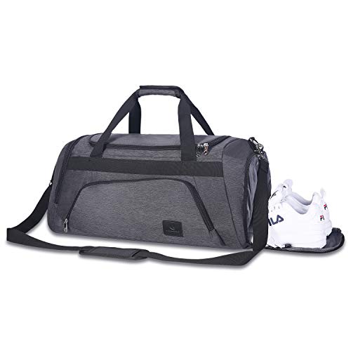 Sports Gym Bag with Wet Pocket & Shoes Compartment Travel Duffel Bag for Men and Women (Gray)