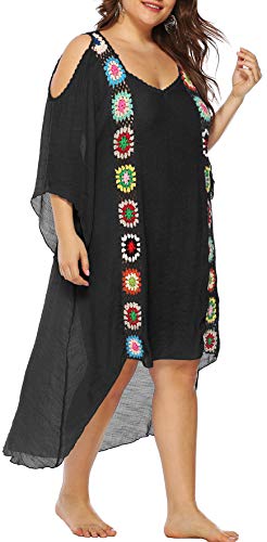 Chrisuno Women's Chiffon Tassel Kaftan Swimsuit Beach Cover Up Women Beach Cover Up Black 4Xl #TOP3