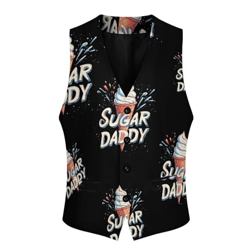 Sugar Daddy Ice Cream Cone Men's Formal Suit Vest for Business Formal Or Casual Dress Waistcoat Wedding4