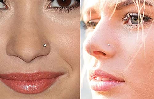 Modrsa 18G Nose Rings Hoop Surgical Steel Studs Screw L-Shaped Stud Tragus Cartilage Helix Earrings Hoop 28Pcs Nose Piercing Jewelry Set (32Pcs - Silver Kit) #TOP5