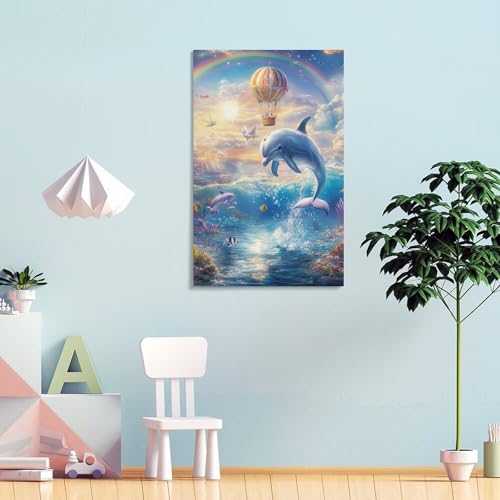 Tableau impression sur toile dauphin murale 40x60cm pour salon - 4