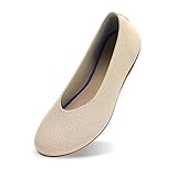 Women's Ballet Flat Dressy Casual Knit Shoes Round Toe Women Mesh Flats Khaki