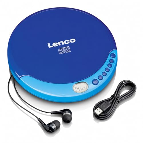 Lenco CD-011 - Tragbarer CD-Spieler mit Akkuladefunktion -Discman - CD Walkman - Mit Kopfhörern und Micro-USB-Ladekabel - LCD-Bildschirm - blau Lenco CD-011 - Tragbarer CD-Spieler mit Akkuladefunktion -Discman - CD Walkman - Mit Kopfhörern und Micro-USB-Ladekabel - LCD-Bildschirm - blau