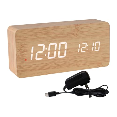 Réveil en bois LED avec luminosité réglable pour table de nuit - 2