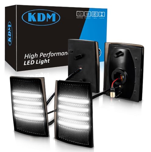 KDM Smoked Lens LED Front Bumper Corner Side Marker Light Fit for GMC Sierra C/K 1500 2500 3500 Suburban Yukon 1994-1999 Pickup Truck,Corner Signal Lamp Bright White,4Pack