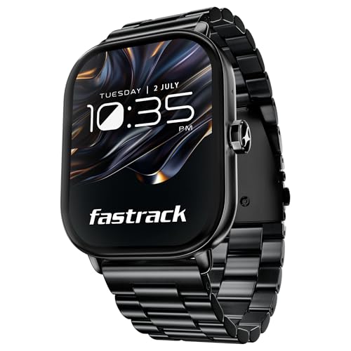 Fastrack Radiant FX2 2.04' AMOLED Smart Watch with BT Calling, Voice Assistant, Functional Crown, Metal Alloy Case, 100+ Sports Modes, SpO2, AOD – Smartwatch for Men and Women (Black)