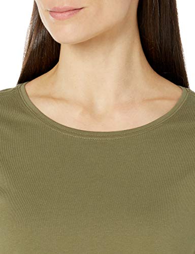 Amazon Essentials Women's Classic-Fit 100% Cotton Long-Sleeve Crewneck T-Shirt, Olive, Large