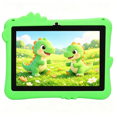 Plyisty Tableta para Niños, Pantalla HD de 8 Pulgadas con 8.1, 2 GB + 16 GB de Almacenamiento, Doble Cámara, Funda con Soporte Ajustable, Lápiz óptico y Adaptador OTG para el Aprendizaje. (Green)