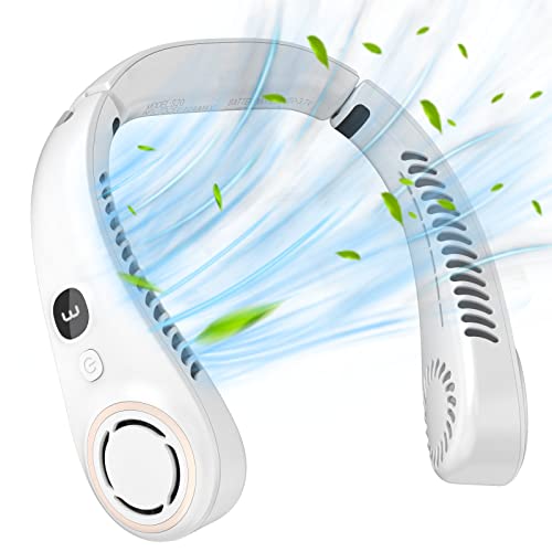 Dreamy Cubby Ventilador de cuello, Ventilador Cuello Portátil, Ventilador Cuello de 3 Niveles, Neck Fan Ventilador Cuello Silencioso Recargable USB (Blanco)