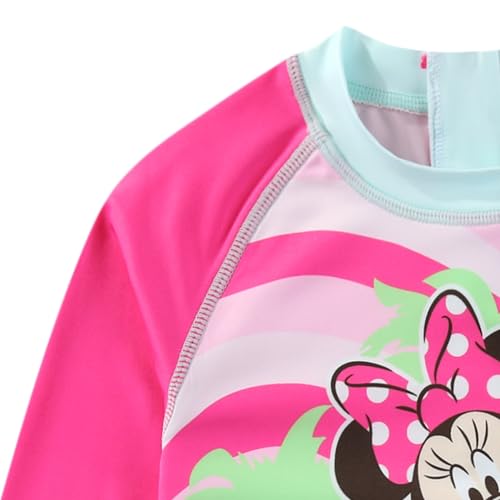 Image of Disney Minnie Mouse Stitch Girls UPF 50+ Long Sleeve Rash Guard and Bikini 2-Piece Swimsuit Set for Toddler to Big Kids