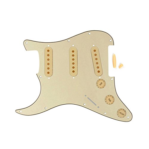FLEOR SSS Style Pickguard pour guitare Stratocaster pour gaucher avec couvercles de micro 48/50/52 mm 2T1V et embouts… - Les Beatles, Paul McCartney, John Lennon, RIngo Starr, George Harrison FLEOR SSS Style Pickguard pour guitare Stratocaster pour gaucher avec couvercles de micro 48/50/52 mm 2T1V et embouts…