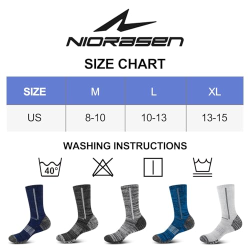 Niorasen Men'S Cotton Crew Work Socks, 5 Pairs Cushioned Boot Socks, Moisture Wicking Athletic Socks For Hiking Sports Running 8-10 thumb #6