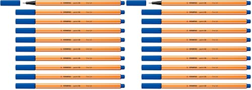 STABILO Rotulador punta fina point 88 - Caja con 10 unidades - Color azul (Paquete de 2)