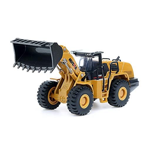 duturpo 1/50 Scale Diecast Four Wheel Loader Truck Toy, Metal Construction Equipment Bulldozer