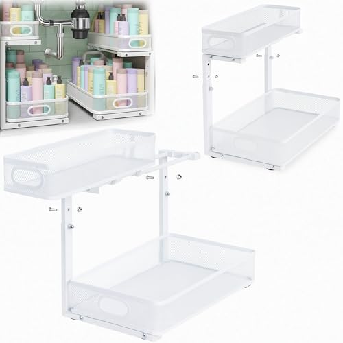 ValorTiger 2 Pack Under Sink Organizer, Dual-Layer Pull Out Mesh