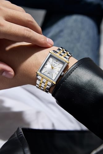 Image of Daniel Hechter Paris Etoile Collection Watch for Men Analog Watch - Rectangular Dial with Day & Date Display, Stainless Steel Strap, Quartz Movement