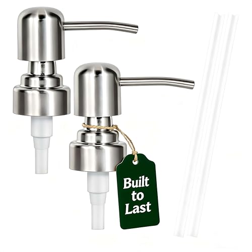 Tuipmui Soap Dispenser Pump Replacement, Kitchen and Bathroom Soap Pump Replacement, Reusable 304 Stainless Steel Hand Soap Pump, Shampoo and hand soap pump, Standard Diameter 28/400 Neck Size (2 PCS)