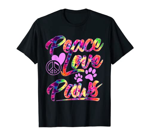 PEACE LOVE & PAWS Cute Funny Puppy Dog and Kitty Cat T-Shirt