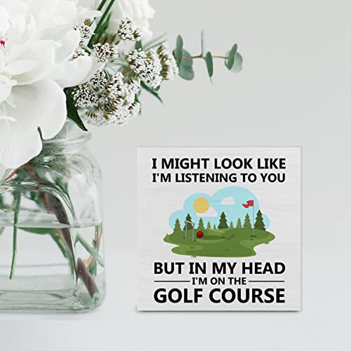 I'm On The Golf Course Wood Box Sign Decor Desk Sign Golfing Wooden Box Block Sign Rustic Home Office Shelf Wall Decoration Gift For Golf Lover #TOP4