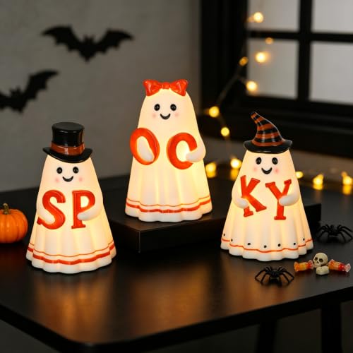 Image of Wondise Spooky Ghost Halloween Flameless Candles with 6hrs Timer