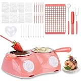 Electric Chocolate Melting Pot Gift Set Mini Fondue Pot Set Candy Making or Fondue Fountain Kit with DIY Mold and Accessories for Candy Chocolate Milk Cheese Candy, Present for Her (Double Pot)