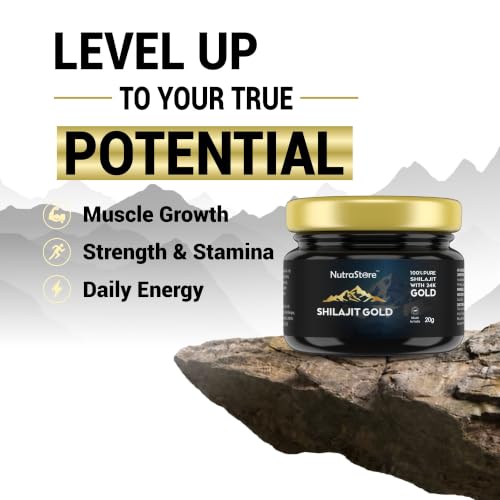 Image of NutraStore Shilajit Gold Resin 20 gm | Pure Himalayan Shilajit with 24K Gold for Energy, Strength, Stamina & Vitality | 85+ Minerals with Fulvic Acid | Shilajit for men | daily health supplement