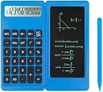 Desk Calculator, Desktop Small Calculator with Writing Notepad, Basic 4-Function Math Large Button, School Supplies for Kids, Middle/High School Students (Blue)