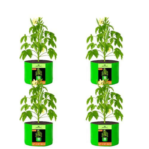 Image of Kingwell grow bags 12x15 inch pack of 4 For Terrace Garden Vegetable Plant Grow Bags Fruits Growing Containers For terrece Gardening