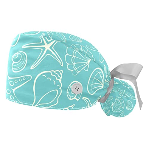 Chapeaux bouffants de cuisine JDEZ motif coquillage pour le service en restauration