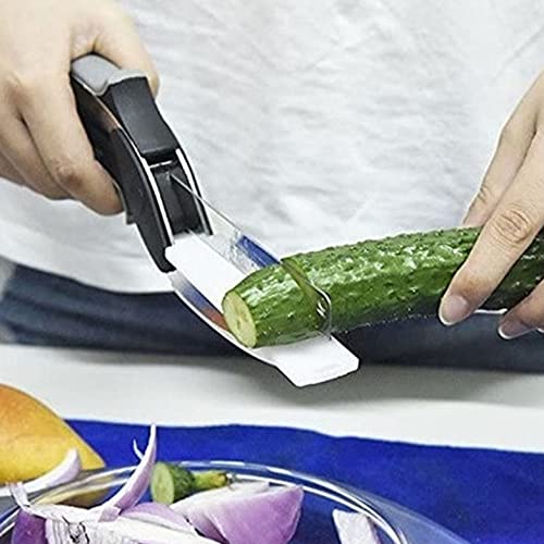 tesoura cortar legumes verduras tabua de corte picar fatiar 2 em 1 frutas clever cutter