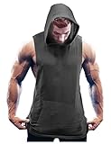 COOFANDY Men's Workout Hooded Tank Tops Bodybuilding Muscle T Shirt Sleeveless Gym Hoodies,Dark...
