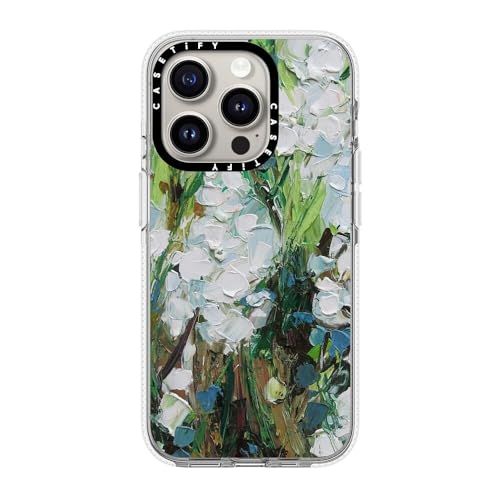 Coque antichoc iPhone 15 Pro transparente fleurs de squill avec MagSafe