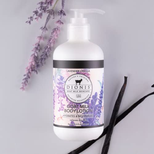 Dionis Goat Milk Body Lotion, 8.5Oz Full Size Bottle Lavender Vanilla Scented Body Cream With Pump, Vitamins & Minerals Moisturize & Hydrate Dry Skin For Softer Skin, Rich, Creamy Paraben Free Formula #TOP2