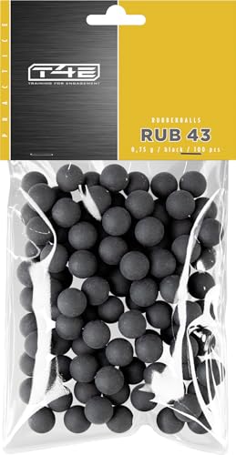 T4E Paintball Kugeln RUB 43, Munition Kaliber .43 0,75g 100 Stück, Rubberballs, schwarz