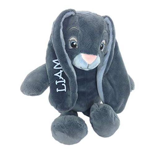 Babysutten Gosig leksak med namn, My Newborn Bunny, My Teddy, 1 öronbrodering (blå)