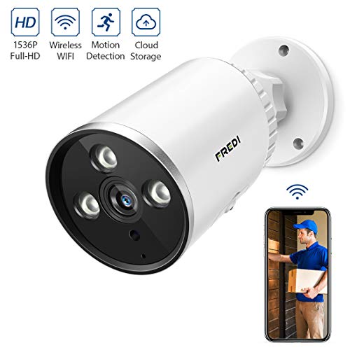 FREDI 3MP Outdoor Security Camera, Surveillance Cameras Outdoor WiFi PoE IP Camera FHD Night Vision, Two-Way Audio, Motion Detection, IP66 Waterproof, Cloud Storage Compatible with iOS/Android Systems