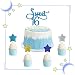 Shxstore Blue Monogram Sweet 16 Cake Topper Glitter Star Cupcake Picks for 16th Birthday Anniversary Party Decoration Supplies