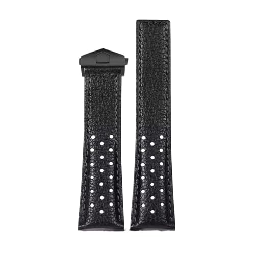 [|Ő] Bracelet 22mm Compatible With TAG Compatible With Heuer MONACO CARRERA CAW211R/P Leather Watchband Breathable Fold Buckle